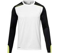 uhlsport Tower Torwart Langarm Trikot Type de Haut Enfant, Blanc/Noir/Jaune Fluo, 8-9 Ans