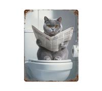 UHMVVT Art mural British Shorthair _ Décoration de salle de bain amusante _ British Shorthair in Toilet_ Cat Art _ British Shorthair Gift _ -1_2 Décoration murale en métal Décoration de bar moderne 40
