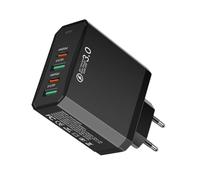 Uhngw Adaptateur Secteur UE | Adaptateur Fiche Euro 2USB+2PD - 4 en 1 Multi-interfaces Charge Rapide QC3.0 pour Voyage Étranger Hôtel Croisière Séjour Professionnel