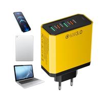 Uhngw Chargeur Européen,Adaptateur Fiche Euro 2USB+2PD - 4 en 1 Multi-interfaces Charge Rapide QC3.0 pour Voyage Étranger Hôtel Croisière Séjour Professionnel