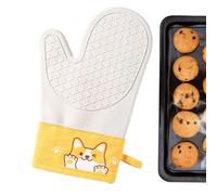 Uhngw Gants de Cuisine pour Four - Gants de Four Anti-dérapant en Silicone avec Doublure Coton Épais,Mitaines Résistantes à la Chaleur Doublure en Coton Double Couche Isolée Motif Chien pour Grillade