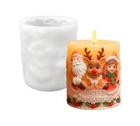 Uhngw Moules À Bougies De Noël - Moules En Béton 3D Relief Fille Père Noël Renne | En Silicone Pour Décor Maison Et Ciment | Pour Les Bougies, Résine Époxy