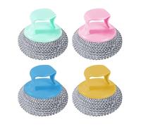 Uhngw Nettoyant de Cuisine - Brosse de Cuisine pour Casseroles,4 Éponges Anti-Rayures à Manche Court, Nettoyant pour Plaques de Cuisson, Éviers et Ustensiles de Cuisine