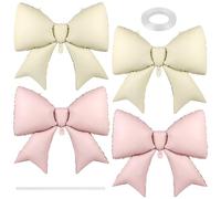 UHOMENY Lot de 4 grands ballons en forme de nœud papillon pour décoration de fête à thème de mariage, d'anniversaire (beige, rose)