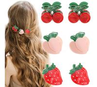 UHOMENY Lot de 6 pinces à cheveux mignonnes pour femmes et filles, mini cerise, fraise, pêche, accessoires pour cheveux, pince à cheveux, pinces à cheveux