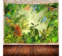 UHOMETAP GTLSUH274 Tapisserie paysage de forêt tropicale tropicale, tigre de la jungle, paysage naturel, tenture murale, couvre-lit, décoration d'intérieur, 203,2 x 152,4 cm