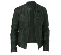 UHouse Blouson Moto Homme Vêtements Cuir Bomber Pour Hommes Vetement Cowboy Bombers Blousons Steampunk Veste Chic Automne Hiver Legere Vert armée L