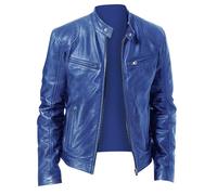 UHouse Blouson Moto Homme Vêtements Cuir Bomber Pour Hommes Vetement Cowboy Bombers Blousons Steampunk Veste Chic Automne Hiver Legere Bleu S
