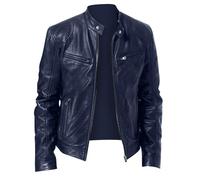 UHouse Blouson Moto Homme Vêtements Cuir Bomber Pour Hommes Vetement Cowboy Bombers Blousons Steampunk Veste Chic Automne Hiver Legere Bleu foncé L