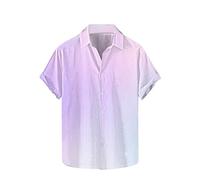 UHouse Chemise Homme Manches Courtes Chemises Dégradé Boutonné Chemisette Grande Taille Fin Cut Vêtements D'Été Leger Col Mao Respirant Habit Et Ventes Flash du Jour Blanc 4XL