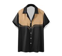 UHouse Chemise Homme Manches Courtes Chemises Grande Taille Chemisette D'Été Court Vêtements Leger Button Down Shirt Respirant Fin Cut Col Mao Habit Mon Compte Noir XL