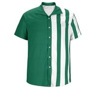 UHouse Chemise Homme Manches Courtes Vêtements A Rayures pour D'Été Vetement Leger Décontracté Chemises Respirant Button Down Shirt Col Mao Court Fin Cut Habit Produitse Vert M