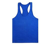 UHouse Debardeur Homme Coton Décontracté Débardeur Leger Tee Shirt sans Manche Col Rond Gym Maillot De Corps Respirant Musculation Running Haut Fin Cut Mes Commandes en Cours De Livraison Bleu M