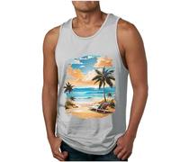 UHouse Debardeur Homme Coton Fin Cut Débardeur Fitness Top Ete Tee Shirt sans Manche Sport Maillot De Corps D'Été Hawaienne Vetement Imprimé Grande Taille Haut Mes Commandes Passées 05 Gris 4XL