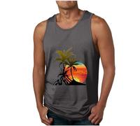 UHouse Debardeur Homme Coton Fin Cut Débardeur Fitness Top Ete Tee Shirt sans Manche Sport Maillot De Corps D'Été Hawaienne Vetement Imprimé Grande Taille Haut Warehouse 01 Gris foncé 4XL