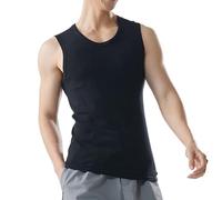 UHouse Debardeur Homme Coton Respirant Débardeur Oversize Musculation Col Rond Fin Cut Top Fitness Tee Shirt sans Manche Ete Habit Sport Vetement Produits Amazon Noir XL