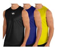 UHouse Debardeur Homme Lot de 3 Débardeur Sport Maillot de Corps Col Rond Ete Tee Shirt sans Manche Fitness T-Shirt Musculation Running Tshirt Coton Gym Respirant Amazon Mon Compte Jaune XL