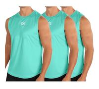 UHouse Debardeur Homme Lot de 3 Débardeur Sport Maillot de Corps Col Rond Ete Tee Shirt sans Manche Fitness T-Shirt Musculation Running Tshirt Coton Gym Commandes en Cours Bleu Ciel XXL