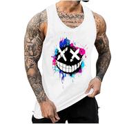 UHouse Debardeur Homme Sport Tee Shirt sans Manche Imprimé Débardeur Coton Ete Humour Gym Tshirt Musculation Tank Top Grande Taille Décontracté Habit Fin Cut Streetwear Amazon Mon Compte Blanc S