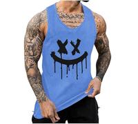 UHouse Debardeur Homme Sport Tee Shirt sans Manche Imprimé Débardeur Coton Ete Humour Gym Tshirt Musculation Tank Top Grande Taille Décontracté Habit Fin Cut Streetwear Produits Amazone Bleu XXL