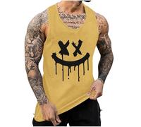 UHouse Debardeur Homme Sport Tee Shirt sans Manche Imprimé Débardeur Coton Ete Humour Gym Tshirt Musculation Tank Top Grande Taille Décontracté Habit Fin Cut Streetwear Produits Amazone Jaune 4XL