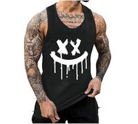 UHouse Debardeur Homme Sport Tee Shirt sans Manche Imprimé Débardeur Coton Ete Humour Gym Tshirt Musculation Tank Top Grande Taille Décontracté Habit Fin Cut Streetwear Amazon Mon Compte Noir M