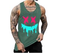 UHouse Debardeur Homme Sport Tee Shirt sans Manche Imprimé Débardeur Ete Humour Gym Tshirt Musculation Tank Top Grande Taille Décontracté Habit Fin Cut Streetwear Produits Amazone Vert armée 3XL
