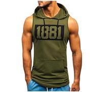 UHouse Homme Débardeur Coton Décontracté Debardeur Leger Musculation Col Rond Gym Top Respirant Tee Shirt sans Manche Running Habit Fin Cut Vetement Et Ventes Flash du Jour Vert armée M