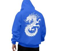 UHouse Sweat a Capuche Homme Imprimé au Dos Chic Sweats Hip Hop Hoodie Décontracté Streetwear Y2k Oversize Sweatshirt Manga Pull Sport Habit Ample Pulls Casaul Haut Anime Vetement Bleu XL