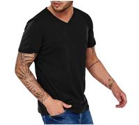 UHouse Tee Shirt Homme Décontracté Teeshirt à Manches Courtes Tee-Shirt Basique Tshirt Col V Top Court Habit Grande Taille Humour Vetement Coton D'Été Haut Mon Compte Noir 3XL