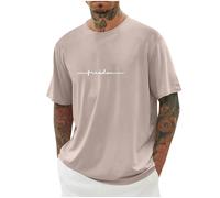 UHouse Tee Shirt Homme Ete T-Shirts à Manches Courtes Oversized Tshirt Long Coton Col Rond Los Angeles Teeshirt Grande Taille Habit Vetement D'Été Vêtements Or Rose L