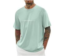 UHouse Tee Shirt Homme Ete T-Shirts à Manches Courtes Oversized Tshirt Long Coton Col Rond Los Angeles Teeshirt Grande Taille Habit Vetement Court Vêtements D'Été Vert XXL