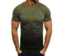 UHouse Tee Shirt Homme Sport Tshirt à Manches Courtes T-Shirt Ete Teeshirt Col Rond Top Leger Habit Grande Taille Dégradé Vetement Coton Court Haut Et Ventes Flash Vert M