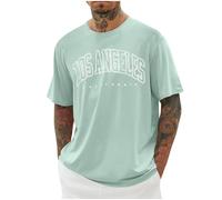 UHouse Tee Shirt Homme T-Shirts à Manches Courtes Oversized Tshirt Long Coton Tee-Shirt Col Rond Los Angeles Ete Teeshirt Grande Taille Habit Vetement Court Vêtements D'Été Amazon Mon Compte Vert M