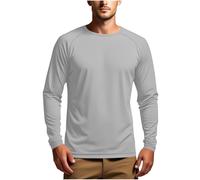 UHouse Tee Shirt Manche Longue Homme Anti UV Habit Randonnée Vetement Anti Transpirant T-Shirts Running Tshirt Respirant Teeshirt Basique Tshirts Décontracté Teeshirts Mon Compte Gris XL