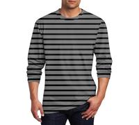 UHouse Tee Shirt Manche Longue Homme Coton Décontracté Habit Vetement Col Rond T-Shirts a Rayures pour Teeshirt Fin Cut Tshirts Mariniere Teeshirts Grande Taille Vêtements Mon Compte Gris XXL