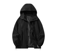 UHouse Veste Imperméable Homme Capuche Coupe Vent de Pluie Manteau Pour Hommes Zippee Vestes Travail Softshell de Peche Tenue Cycliste Survetement Automne Hiver Vêtements Noir XXL