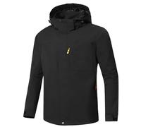 UHouse Veste Imperméable Homme Capuche Manteau de Pluie Jacket Travail Vestes de Peche Softshell Survetement Tenue Cycliste Running Vêtements Vtt Automne Hiver Softshells Noir M