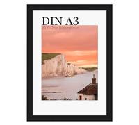 UHOUSEST Cadre Photo en Bois A3, 29.7 x 42 cm, Cadre Noir avec Passe-Partout, Cadre pour Poster Mural Vertical ou Horizontal