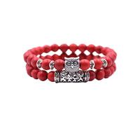 Uhren Mit Lederarmband Herren Naturstein-Armband, Naturstein-Perlenarmband, Vulkangestein, roter Stift E, vielseitiges Paar-Armband Organizer Für Schmuckkästchen (A, One Size)