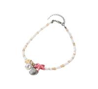 Uhrenarmband Für Herren natürliches und Muschel-Fußkettchen, modisches handgewebtes blaues Perlen- und Reisperlen-Armband, Armband und Fußkettchen, verstellbar Uhr Gt 2 Lederband, Einheitsgröße, Métal