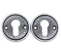 UHRIG Rosace ronde en fer forgé 2 pièces pour serrure PZ, couvercle, montage sur la porte d’entrée, etc.