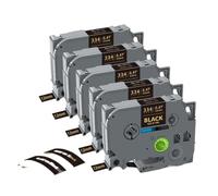 UHRSERNJ 5 pièces 10 pièces TZe231 Compatible avec Le Ruban TZe-231 12mm 231 laminé Noir sur Blanc Compatible avec Les Fournitures d'imprimante de Fabricant d'étiquettes de PT-H110(Gold on Black)