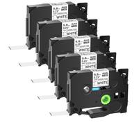 UHRSERNJ 5pcs 5,8 mm Tubes de rétrécissement Thermique Étiquettes Noir sur Blanc Compatible avec PT-1010B PT-D400 Les imprimantes d'étiquette fonctionnent avec HS HSE-211