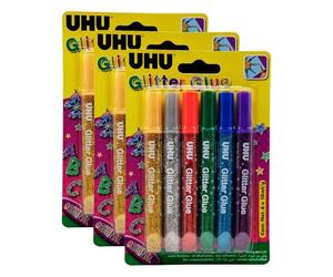 UHU 17216,Glitter Glue 6 x 10 ML Original - Lot de 3