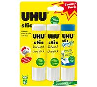 UHU Bâtons de colle Pack économique stic et stic Magic – 3 unités (2 stic + 1 stic Magic) 21 g