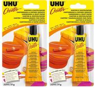 UHU 47170 colle Creativ' carton et papier de bricolage - forte à prise rapide, Transparente, Tube 33 ml (Lot de 2)