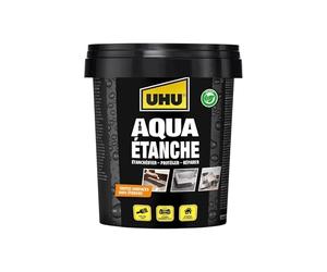UHU Aqua Étanche - Enduit D'Étanchéité 100% Étanche Pour Réparer, Protéger | Membrane Élastique Toutes Surfaces - Intérieur/Extérieur - Fuite, Infiltrations, Fissures - Noir - Pot de 750 ml