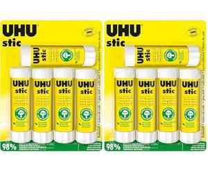 UHU - Bâtons de colle sans solvants, blancs, lot de 5 stics de 40g