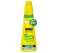 UHU Collage 3 En 1 ReNature - Colle Universelle Liquide | Formule 98 % D'Origine Naturelle - Testée Sous Contrôle Dermatologique - Sans Solvant - Rechargeable - Transparente - 90 ml